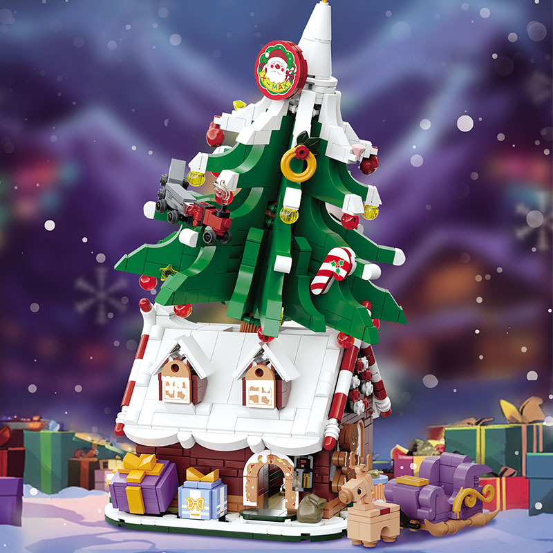 Christmas Tree House Building Blocks Christmas Decorative Ornaments Assembly Building Block Toys Christmas