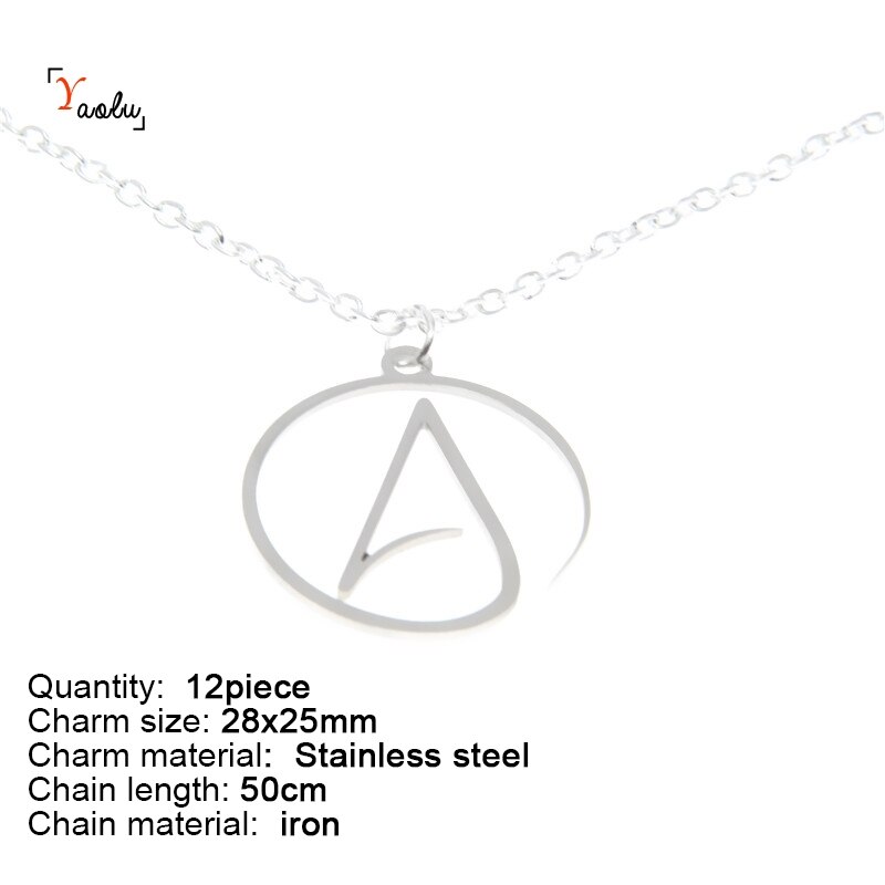 Atheist Atheism Symbol Jewelry set Atheist amulet religion Stainless steel Charm Necklace Bangle Keyring Earring Ankle: 12piece Necklace