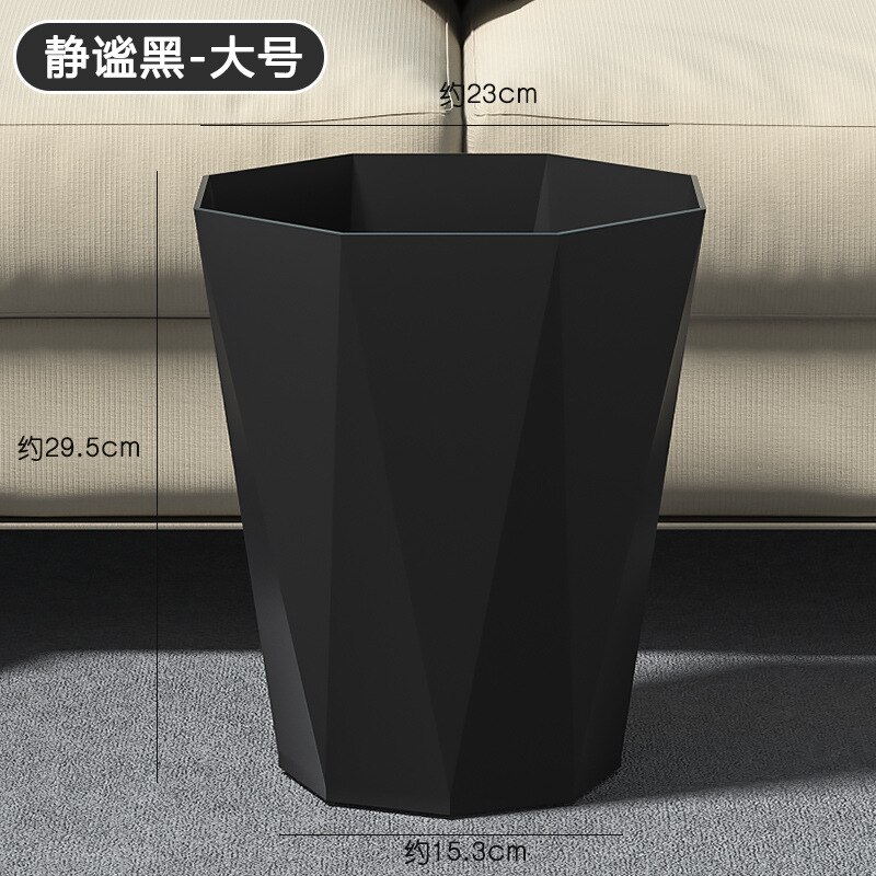Cubo de basura de plástico para el hogar y la Oficina, papelera de almacenamiento Irregular, sin tapa, de estilo nórdico: black-large