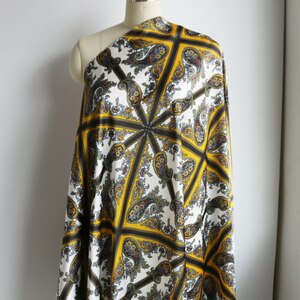 100cm*148cm Polyester Patchwork Dress Scarf Material Ethnic Paisley Fabric Crepe Satin Charmeuse: yellow
