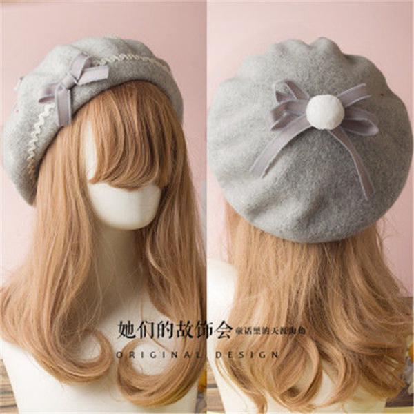 Lolita hat fransk baret uld kasket beanie ski butterfly pige kvinder klassisk 17 farver: 12