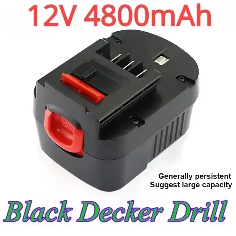 Batería de herramienta recargable de 12V y 12800mah para Black & Decker A12 A12ex Fsb12 Fs120b A1712 Hp12k HP12 reemplazo de iones de litio Dri: Amarillo claro