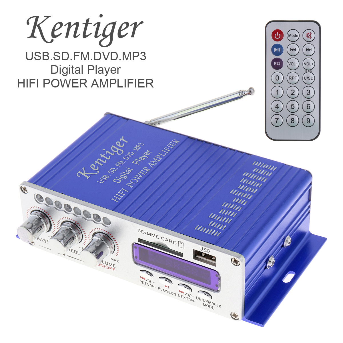 Digitale Display Hi-Fi Auto Stereo Versterker - 2CH 40W RMS - USB MP3 FM SD Ingang - voor iPod