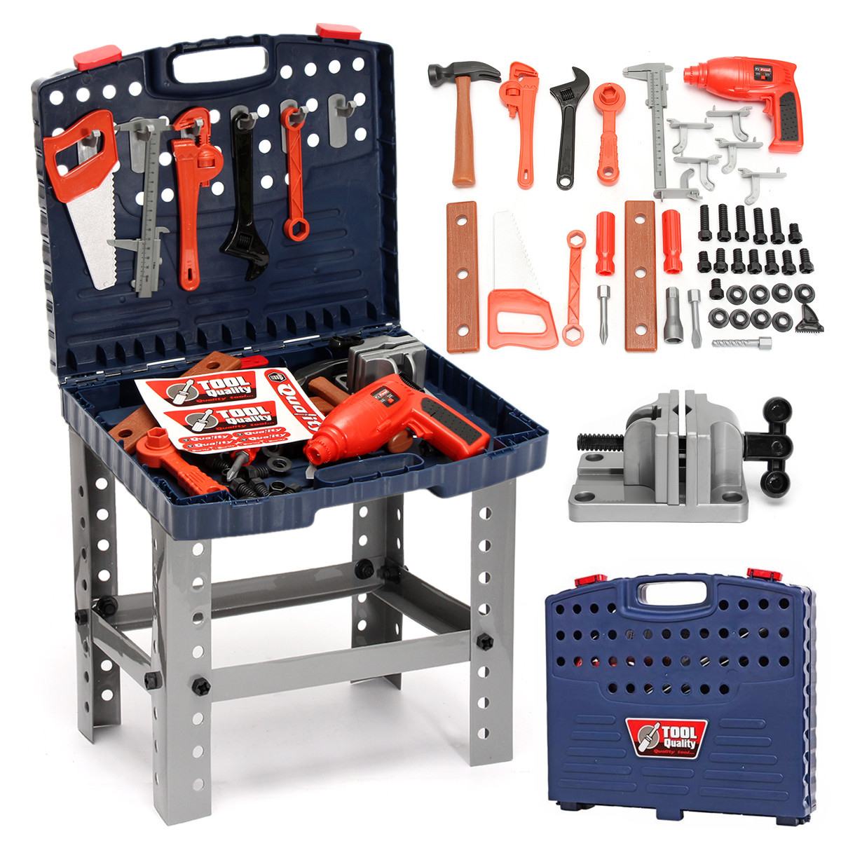 69 Stks/set Kidstoolbox Kit Kinderen Simulatie Reparatie Tools Werkbank Speelgoed Set Techniek Leren Speelgoed Plastic Hand Diy Gereedschap