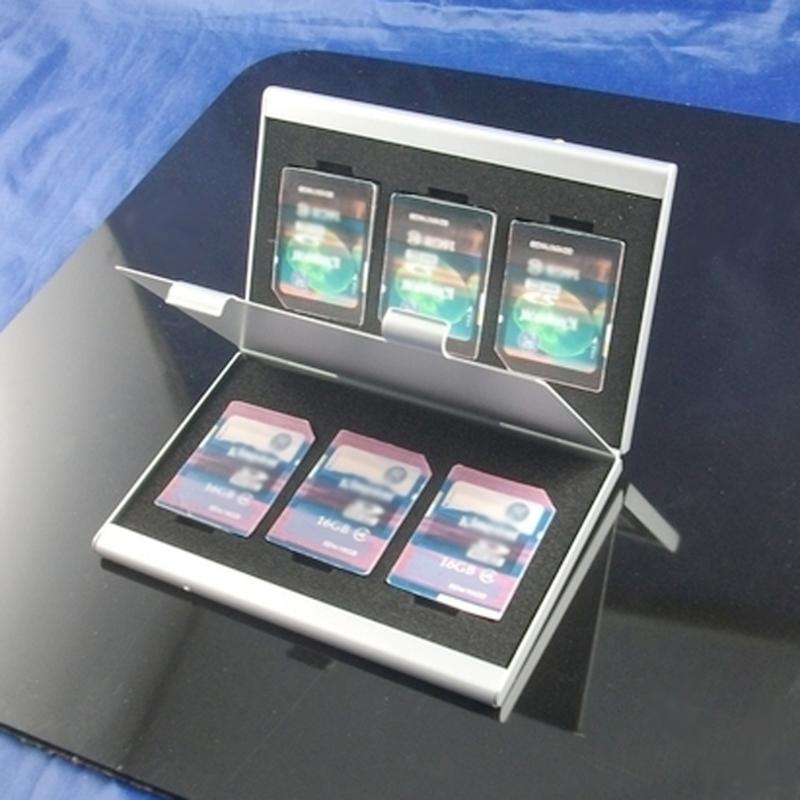 6Pcs Metal Aluminium Geheugenkaart Protecter Box Storage Case Houder 6x Sd/Sdhc/Mmc Geheugenkaart Opslag draagtas Houder Portemonnee