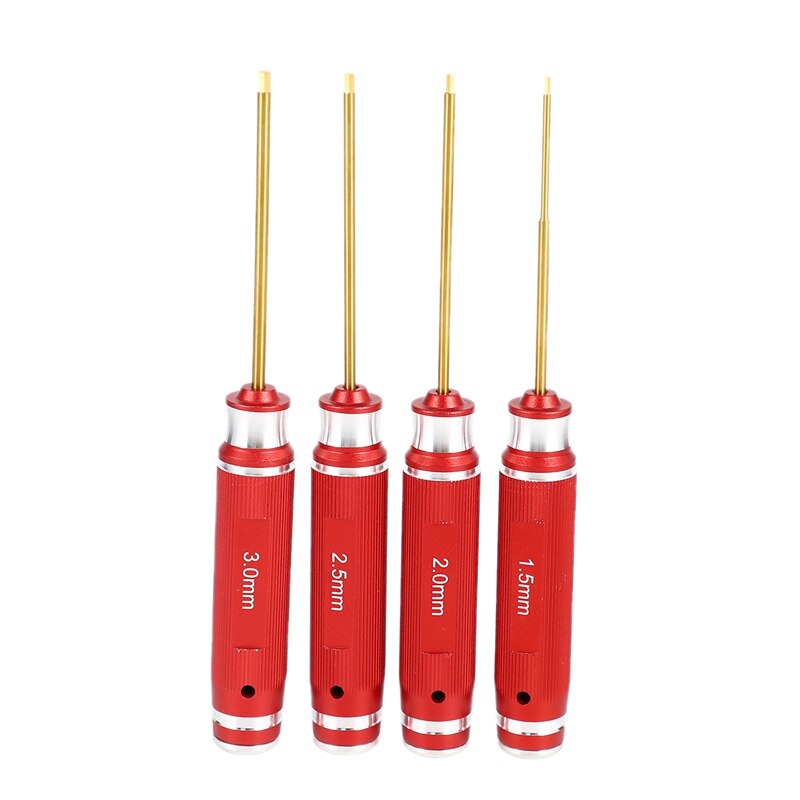 4PCS Hexagon Screwdriver Set - 1.5-3.0mm Titanium Coated - Non-Slip RC Tool: Default Title