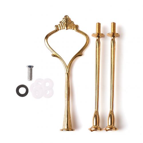 2/3 Tier Cake Plate Stand Crown Handle Fitting Rod Wedding Party Display Stand: Gold 3 Tier