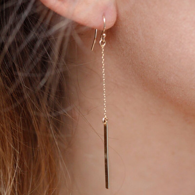 VIVILADY Mode Metalen Bars Stok Ketting Sieraden Sets Vrouwen OL Moeder Dag Gouden Kleur Cirkel Kettingen Oorbellen Accessoires