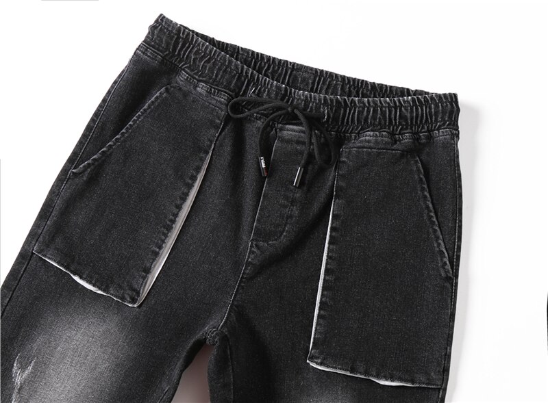 Pantalones vaqueros con banda elástica para hombre, Jeans masculinos de talla grande 5XL, 6XL, estilo japonés, a la , con bolsillos grandes,