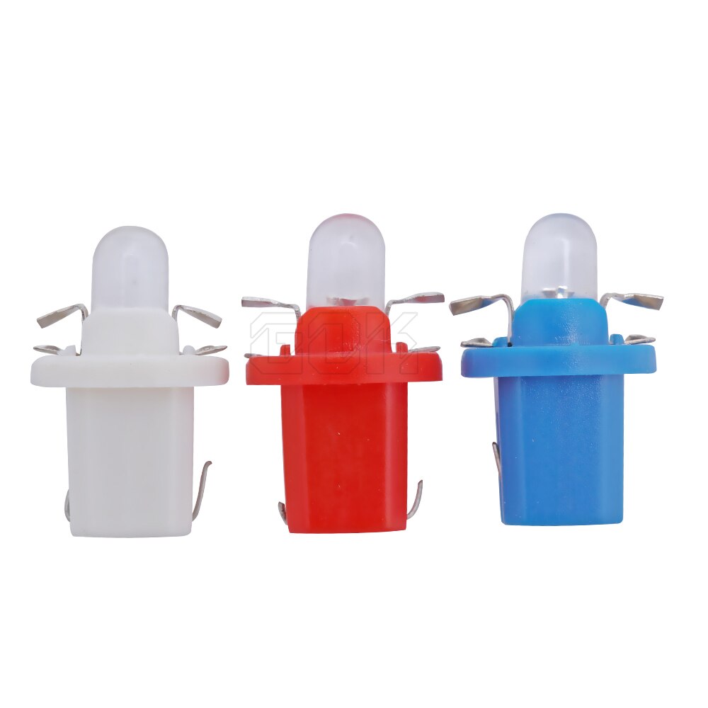 Bombilla led T5 B8.5 para salpicadero de coche, luces de indicador Interior, lámpara lateral, rojo, blanco, azul, DC12V, 10 Uds., al por mayor
