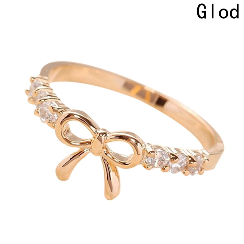 Neue Stil Koreanische Schmuck Einfache Kristall Bogen Ring Fliege SchöNe modisch Romantische Ringe Für Mädchen