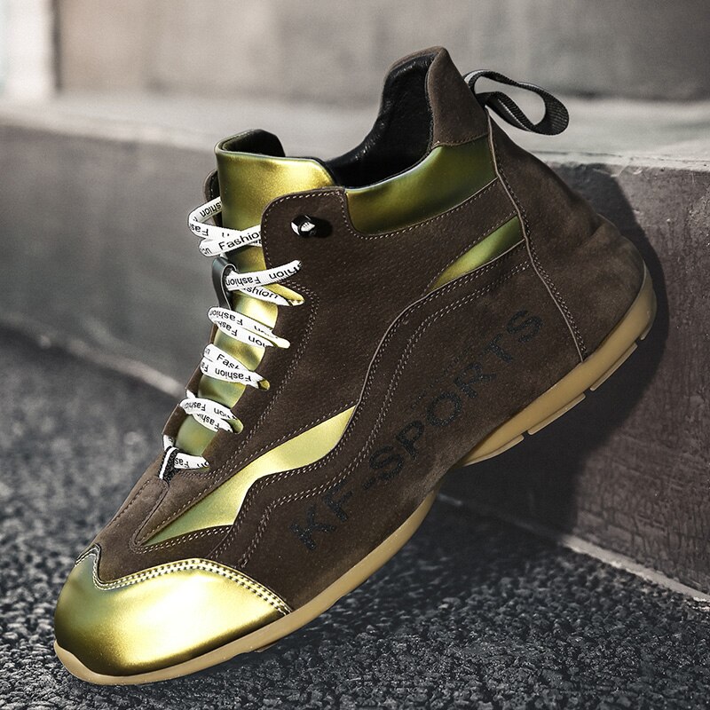 Efterår mænd høj top golfsko ko muskel anti-skrid sportssko mænd skjult hæl golfsko til mænd mærke gym sneakers dreng