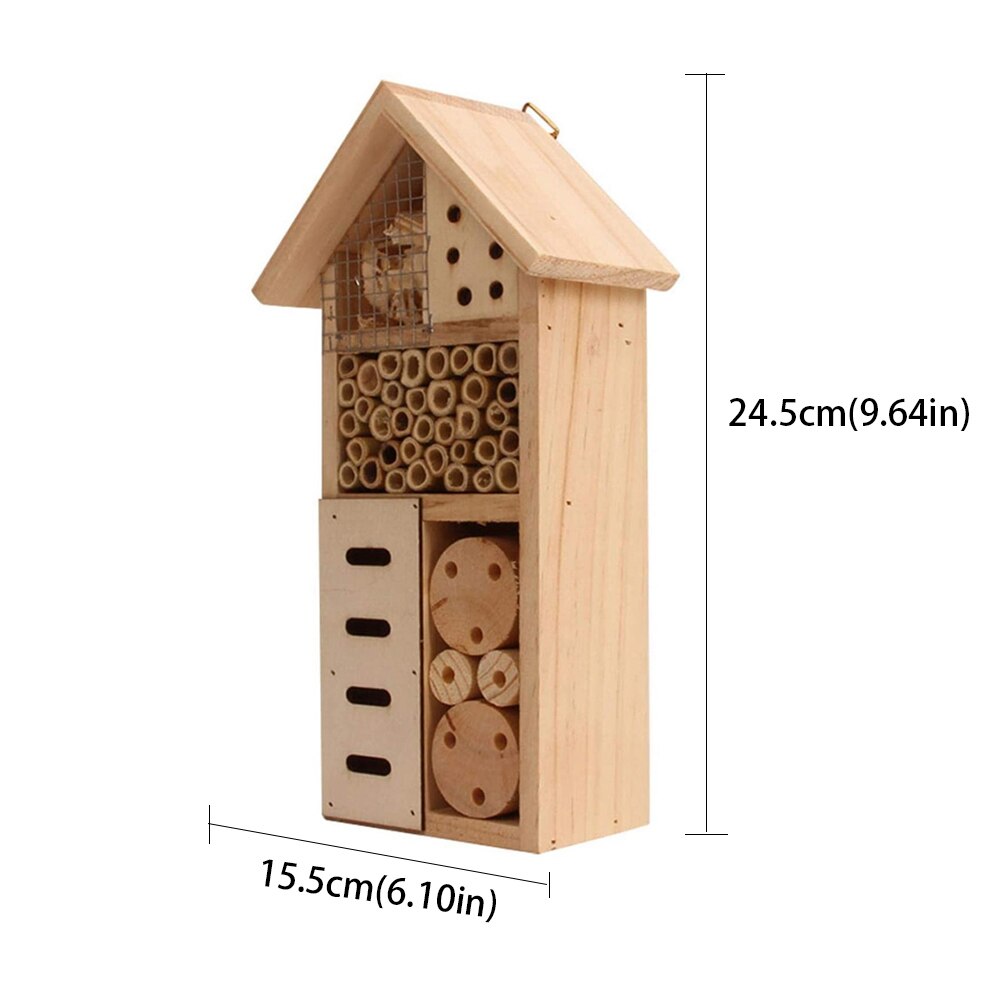 Garden Nest Box Insect Bee Bug House Hotel Eco-Friendly Natural Wood Bug Hotel Shelter