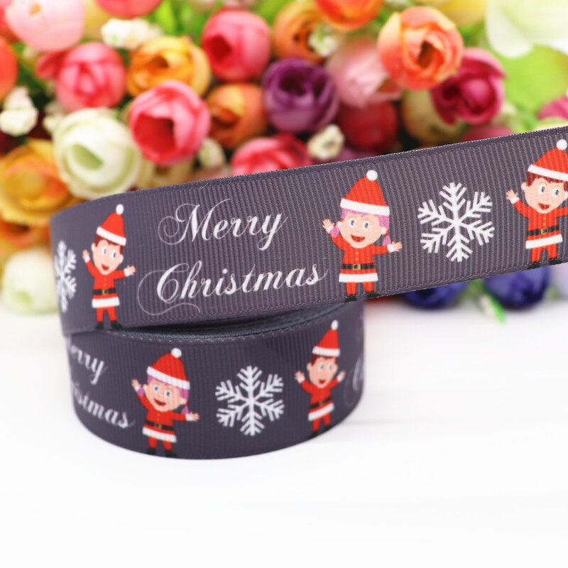 5 jardy 1 '' 25mm wstążki grosgrain z nadrukiem świątecznym na kokardy robić włosów/opakowania, materiały robić majsterkowania,  y19072404: 11