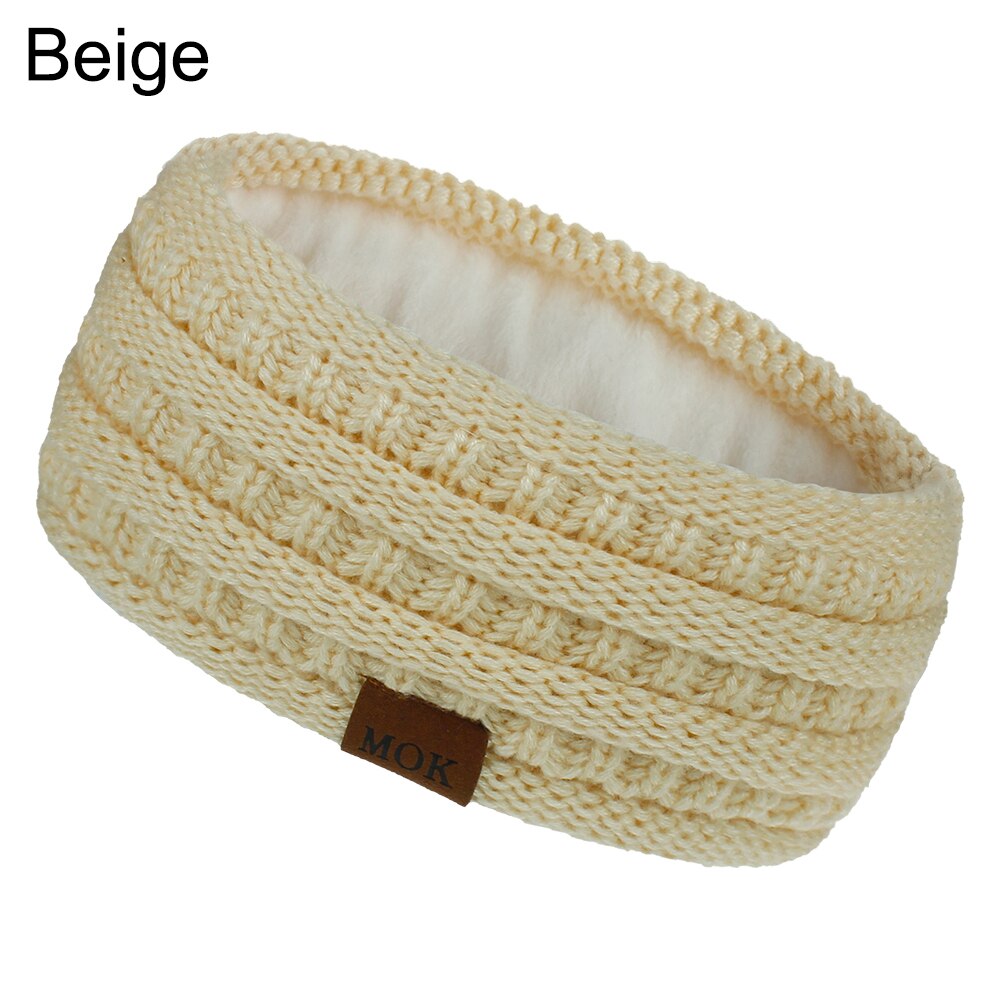 Inverno ao ar livre orelha mais quente headbands para as mulheres macio quente malha velo forrado faixa de cabelo para ciclismo ao ar livre caminhadas acampamento: Beige