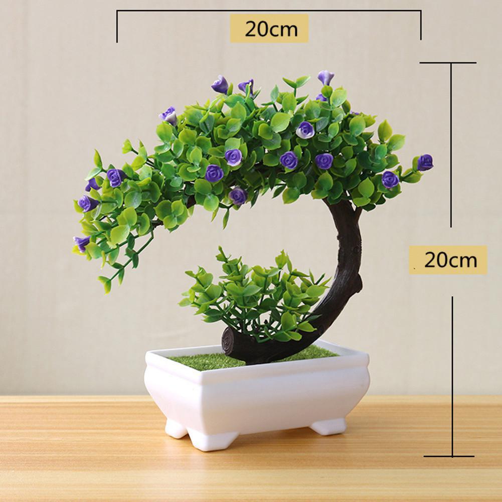 Kunstig plante bonsai til hjemmet spisebord kontor dekoration: Lilla blomst