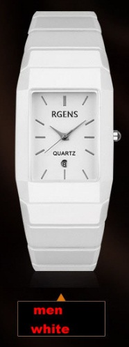 Geschäft herren frauen uhren 100% Keramik schwarz weiß quarz frau mann armbanduhren quadratische wasserdichte uhren Japanische bewegung: Männer Weiß