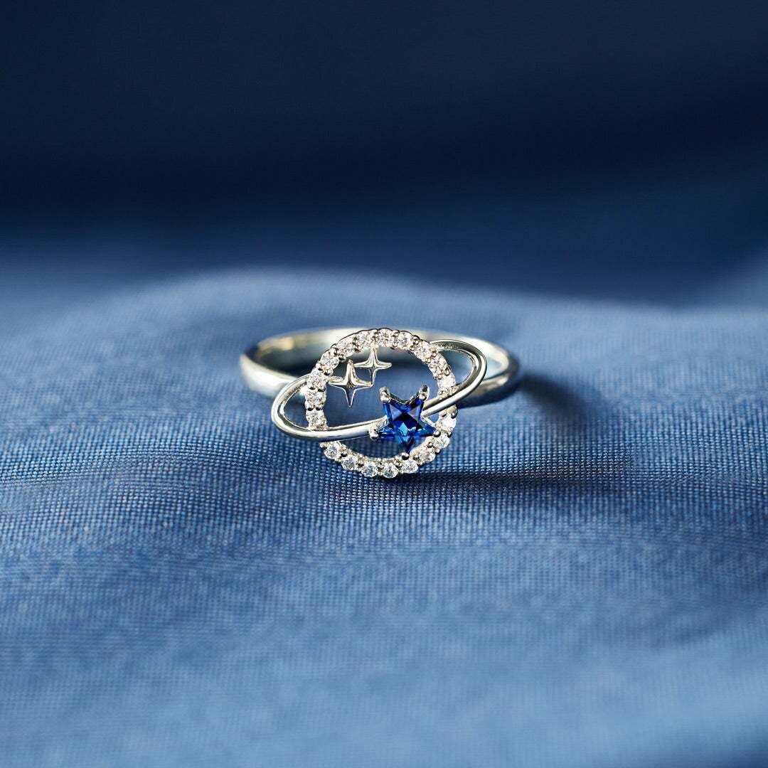 Speciale Star Planet Ring Saffier Ster Maan Ring, leven Is Een Reis Planeet Ring Moederdag Sieraden Anillo