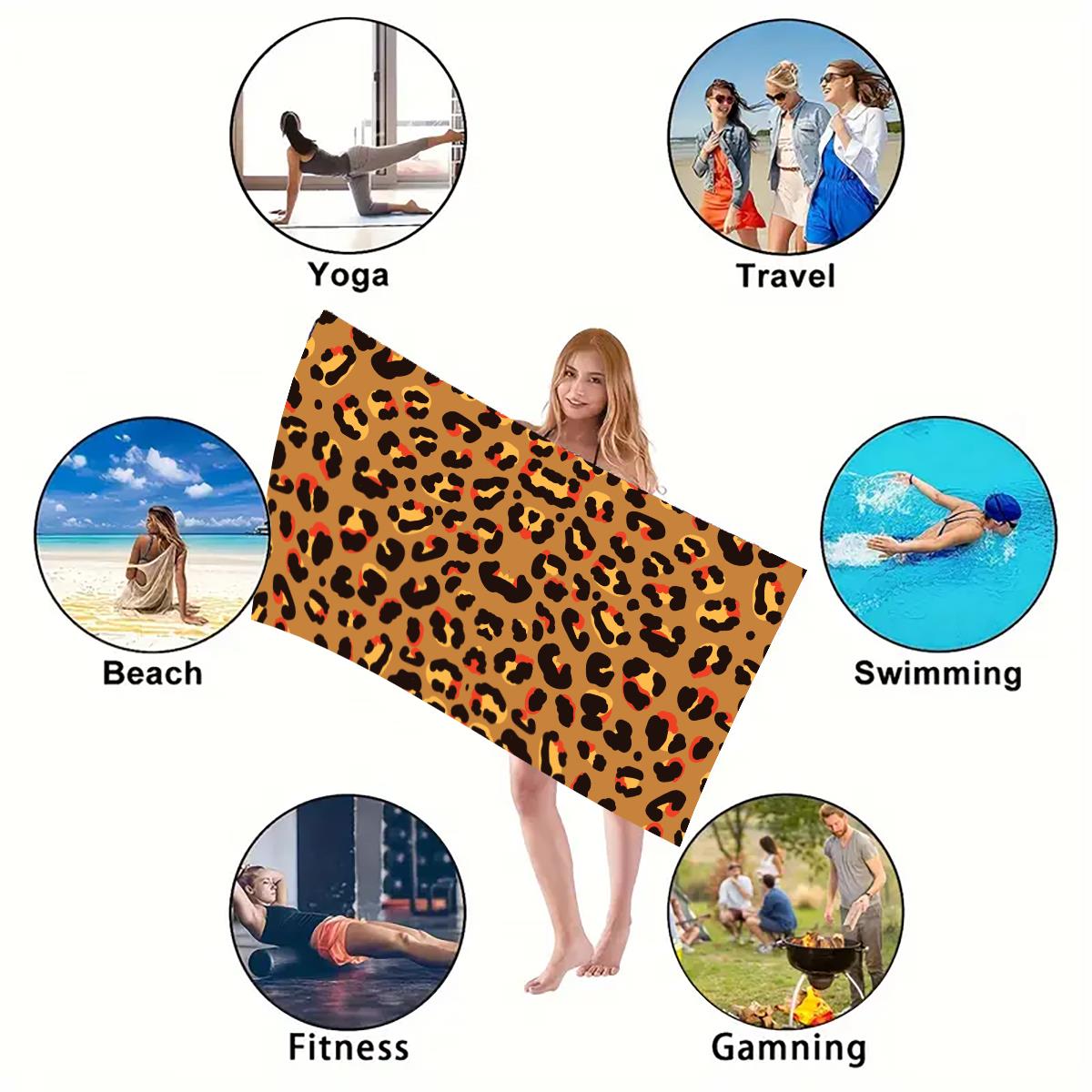 Toalha de praia tigre com estampa de leopardo, grande microfibra, ultra macia, secagem rápida, para natação, yoga, leve, viagem, acampamento