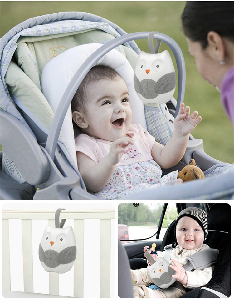 Baby Slaap Cartoon Uil Witte Ruis Machine Fopspenen Sound Record Voice Sensor met 12 Rustgevende Geluid Auto-off Timer babyfoon