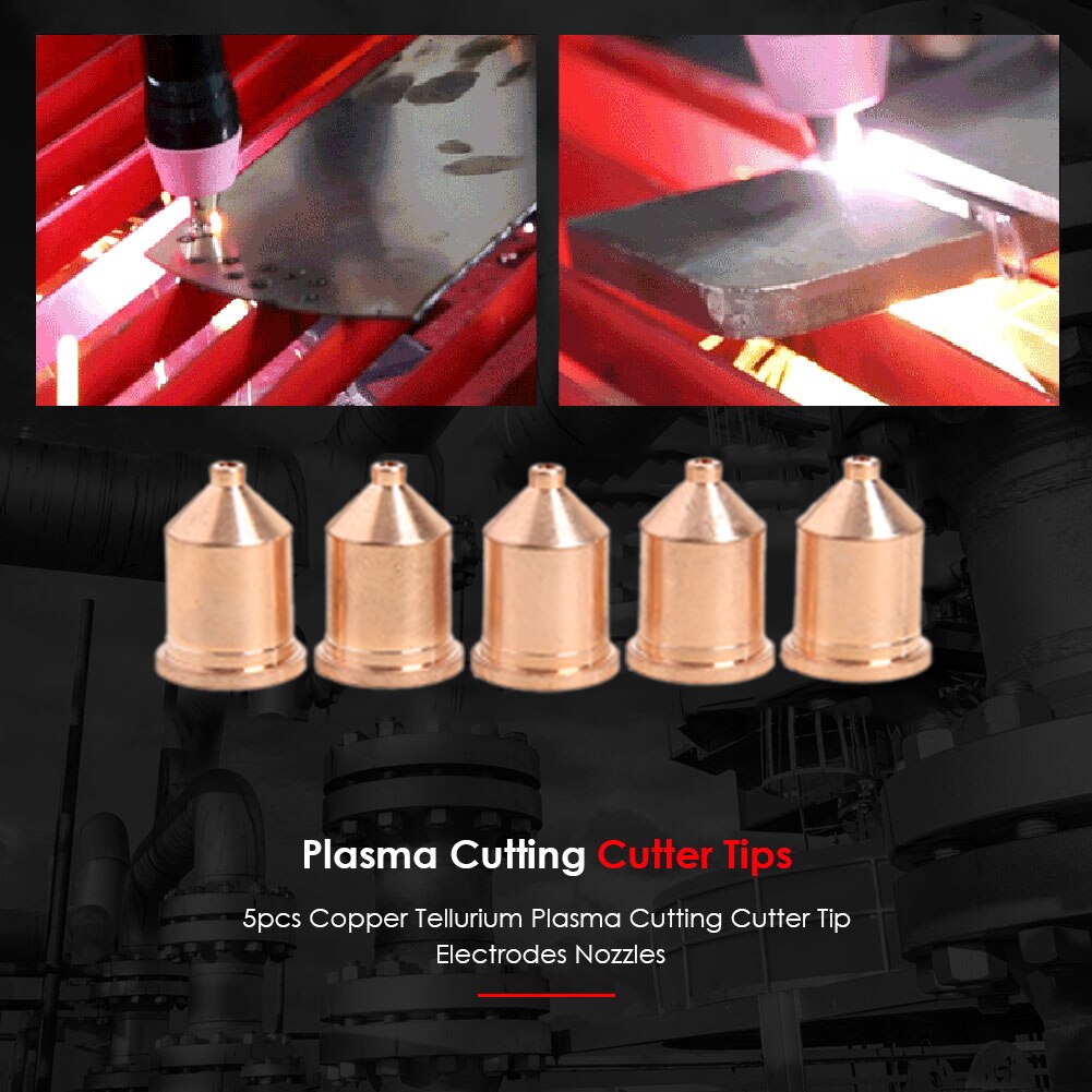 5Pcs Plasma Cutter Torch Electrode Nozzle Tips Set Copper Replacement High Temperature Resistance Parts