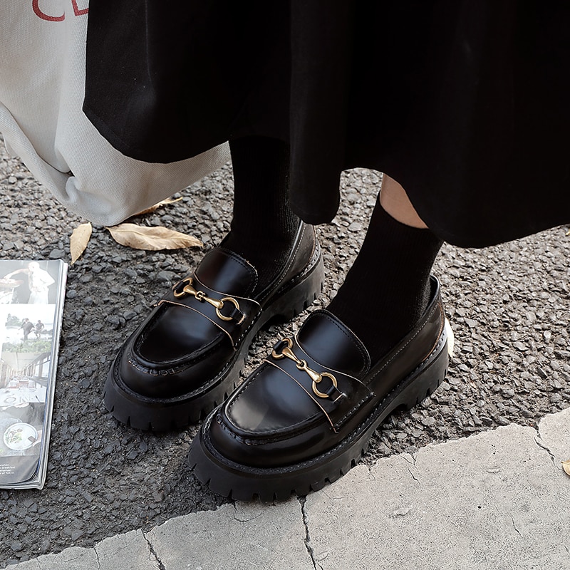 Female Loafers Flat Platform Women Shoes Size35-40 Casual Slip-on Round Toe Solid Black Ladies Shoes For Women лоферы женские