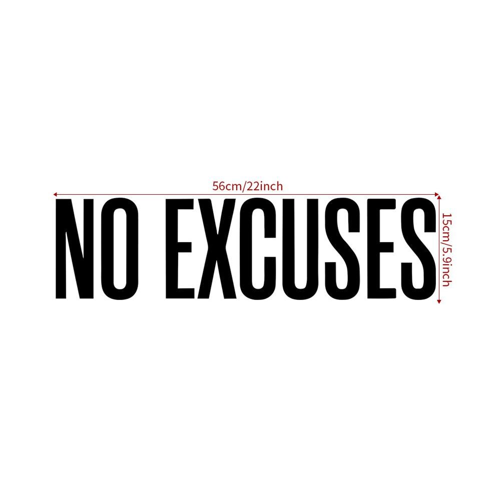 AsyPets No Excuses Wall Sticker Self Motivation Quote Sport Home Gym Interior Wall Art Mural