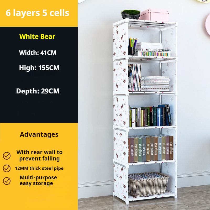 Multi-layer Simple Assembled Bookshelf Easy To Assemble Closet Storage Cabinet Portable Children's Sundries Shelf Save Space: Olive