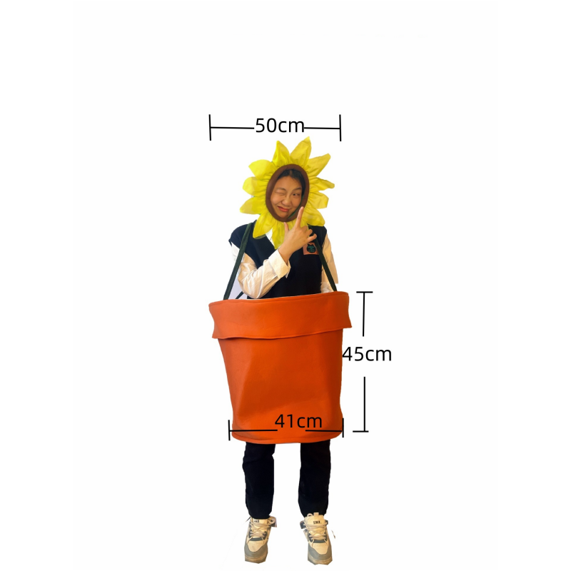 Halloween Flower Pot Costume for Adults Cosplay Women's Sunflower Costume with Headpiece for Garden Theme Party: black