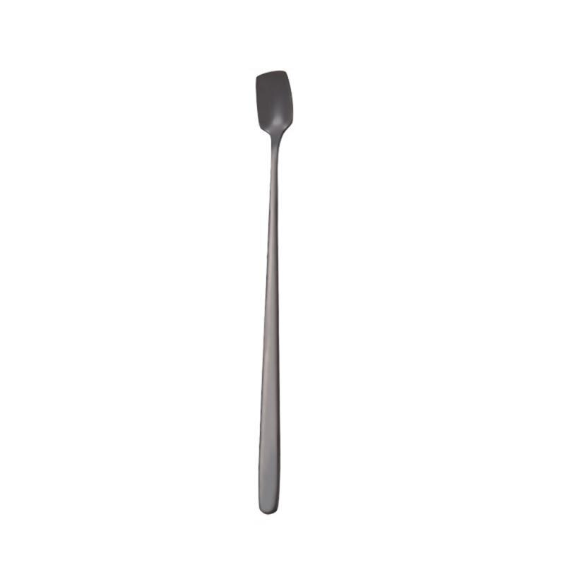 Coffee Spoon Stainless Steel Long Handle Stirring Spoon Black Gold Short Handle Square Head Spoon Kitchen Flatware: 03 15CM