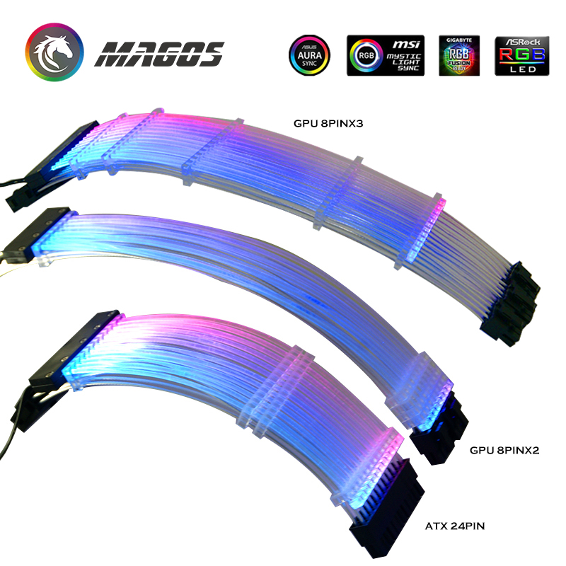 RGB PSU Extension Cable - ATX 24Pin / GPU 8Pin - 5V ARGB Sync - PC Case Decoration