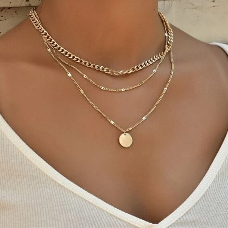 Vintage necklace on neck gold chain women's jewelry layered accessories for girls' clothing aesthetic pendant 2022