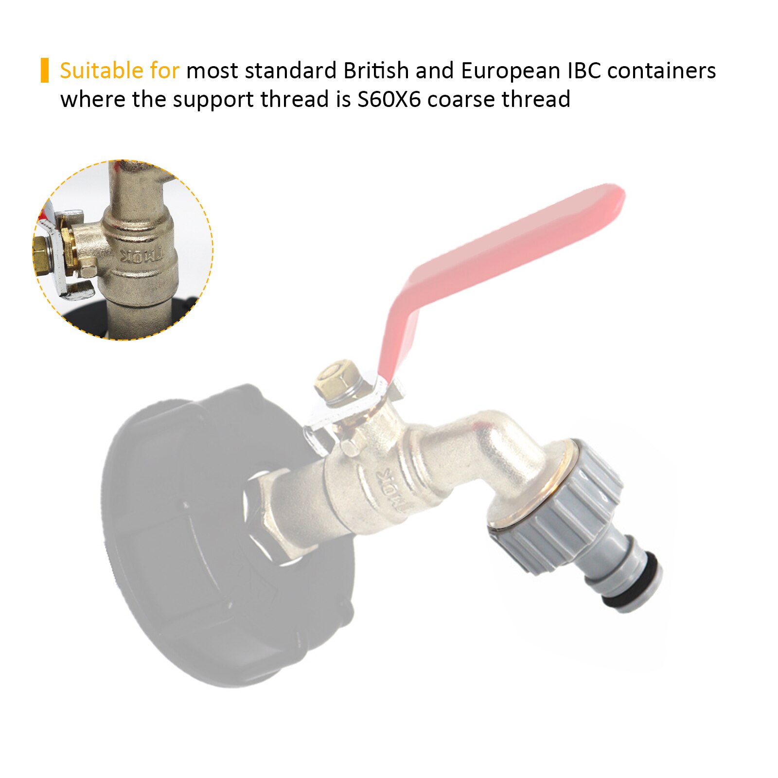 IBC faucet threaded connector, 1/2 inch water tank faucet coarse thread adapter threaded joint faucet joint faucet adapter water