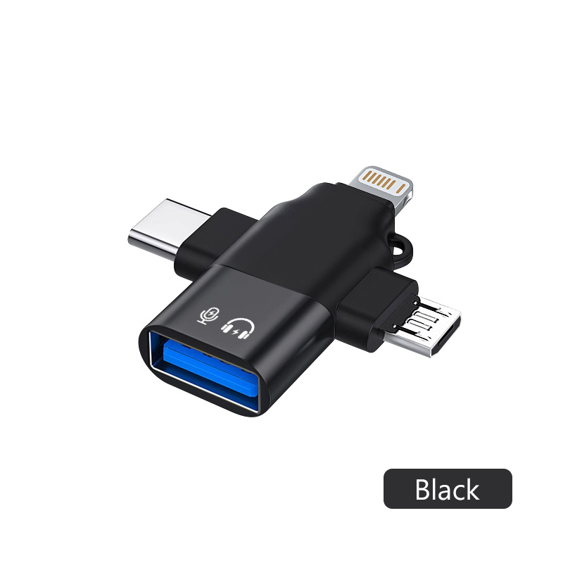 Olaf Adapter 3 w 1 OTG USB3.0 do Micro USB/Typ C/Lightning Konwerter do iphone Xiaomi Samsung Mysz Klawiatura U Pendrive: YELLOW