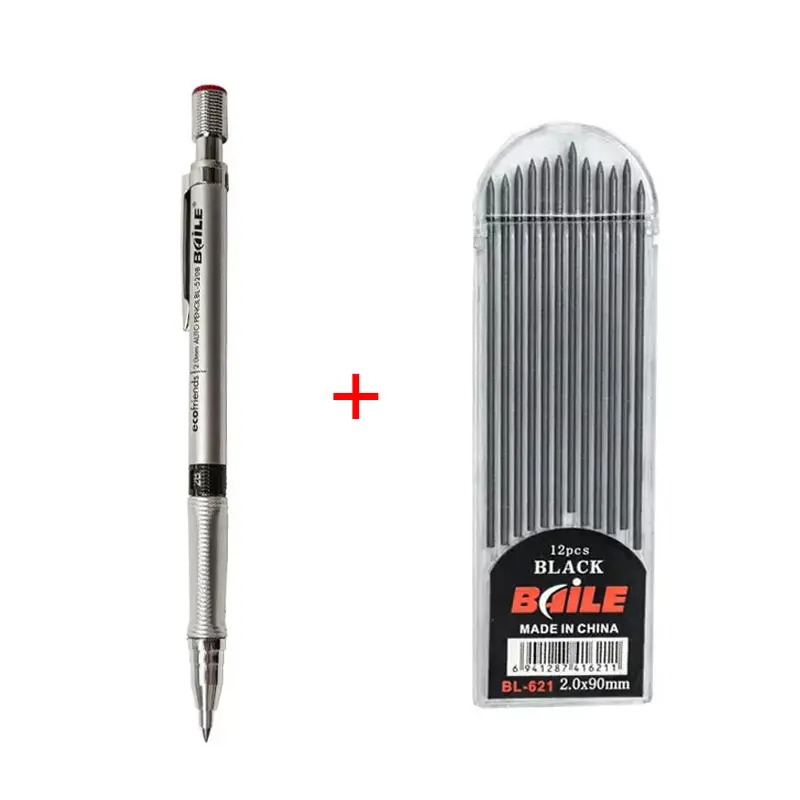 2,0 mm Druckbleistift-Set 2B, automatische Bleistifte mit farbigen/schwarzen Minenminen für Entwurfszeichnungen, Schreiben, Basteln, Kunstskizzen: Rot
