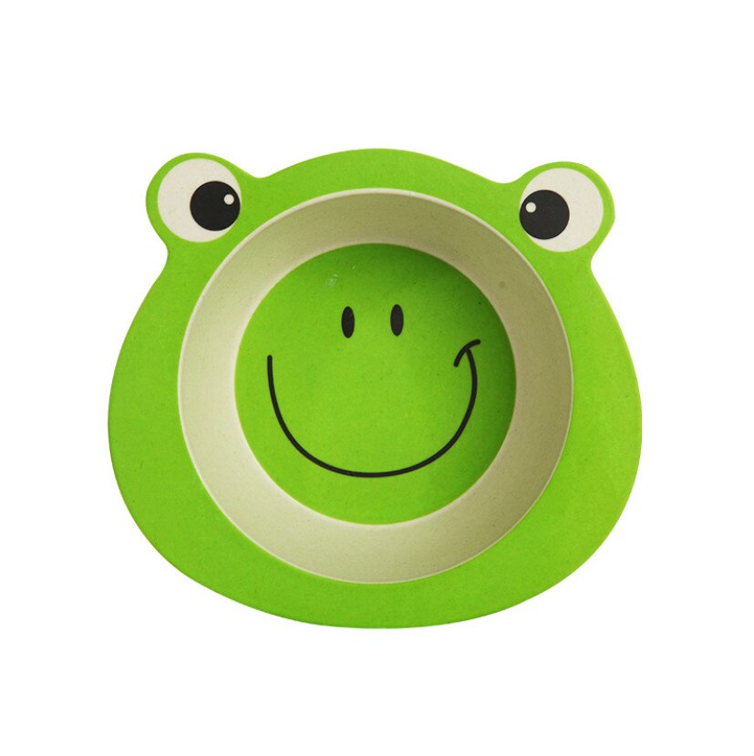 Baby Kids Natural Bamboo Fiber Toddler Children Plates Bowls Cute Animal Baby Infant Portable Cartoon Feeding Dishes Tableware: 67Frog