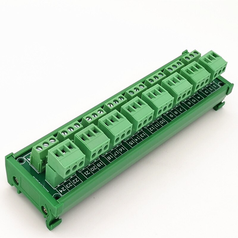 DIN Rail Mount 15A/300V 8x3Position Screw Terminal Block Distribution Module.