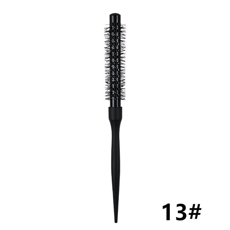 Peine para el cabello de barril redondo negro, cepillo para el cabello, peine de nailon, cilindro, peine para pelo rizado, herramienta de salón de tubo de aluminio, 1 ud.: Rojo