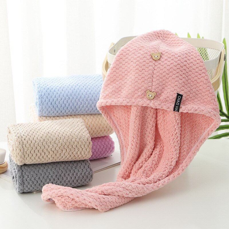 High-Density Verdikte Droog Haar Cap Droog Haar Handdoek Absorberende Douche Cap Ananas Rooster Coral Fleece Handdoek Wrap tulband