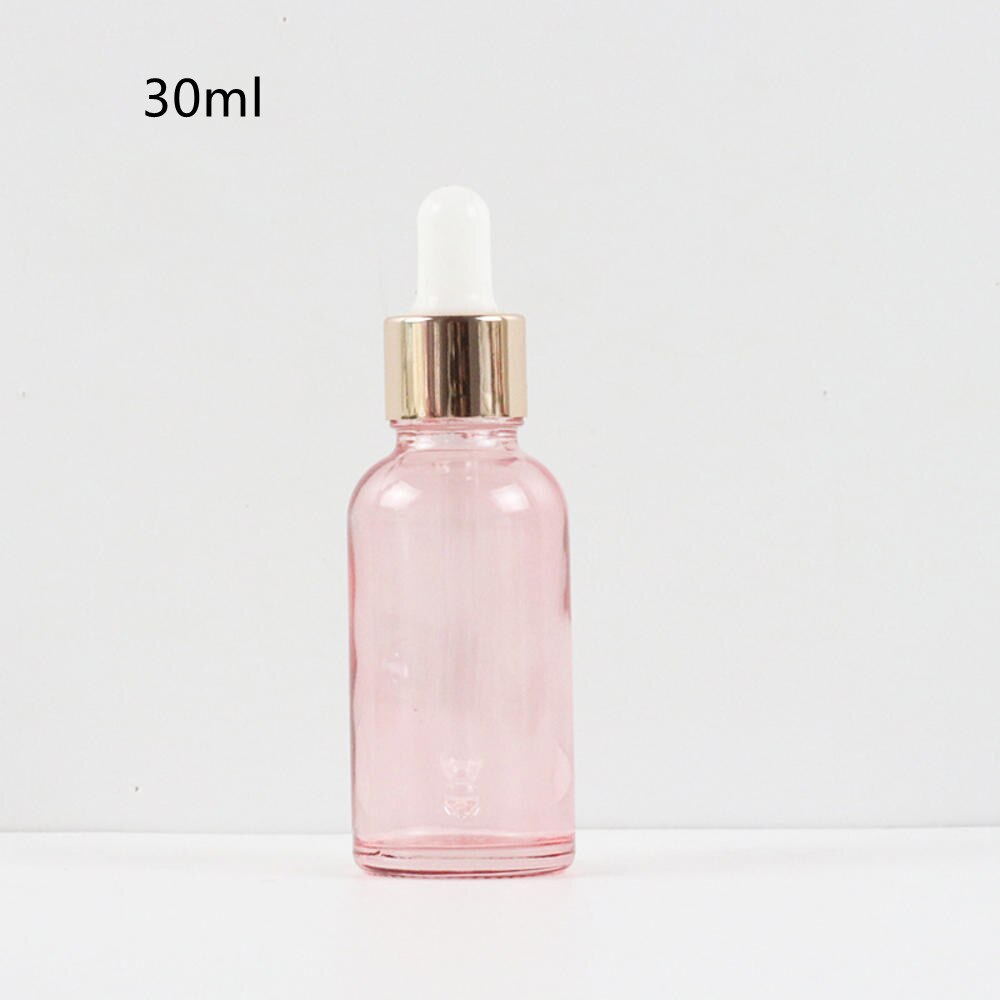 30-100ML Amber Glass Empty Bottle With Dropper Essential Oils Bottle Liquid Dropper Reagent Refillable Bottle Cosmetic Container: Pink-30ml