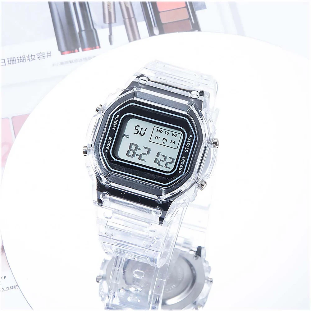 YIKAZE LED Digital Watches for Boys and Girls Transparent Strap Student Electronic Watch Waterproof Alarm Clock Kids Sport Watch: Gold