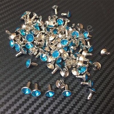 20 Pcs 7 Mm 8 Kleuren Rhinestone Klinknagels Jeans Tassen Schoenen Craft Decoratieve Spikes En Studs Nagels Accessoires Voor Diy lederen Decor: blue