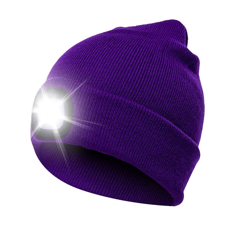 Winter Unisex Warmer Knit Cap Hat Button Battery LED Beanie Cap LED Spot light hat LED light headlights