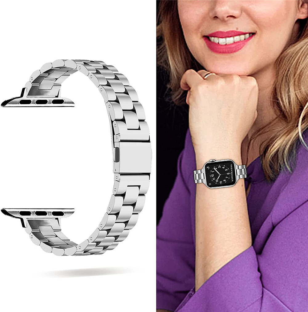 Damen elegantes Edelstahl-Kettenarmband für Apfel Uhr Band 38 mm 40 mm 41 mm schlankes dünnes Armbinde iWatch 9 8 7 6 5 4 3 2 1 45 mm 44