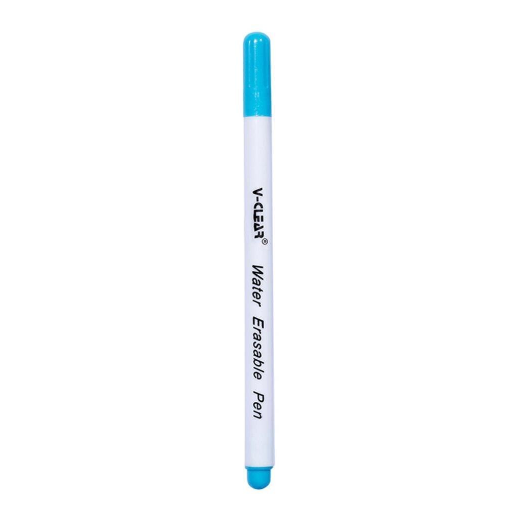 1pc sletbar markør vandopløselig pen enkelt hoved vask sletbar diy stof tøj penne forsvindende blæk pen: Blå