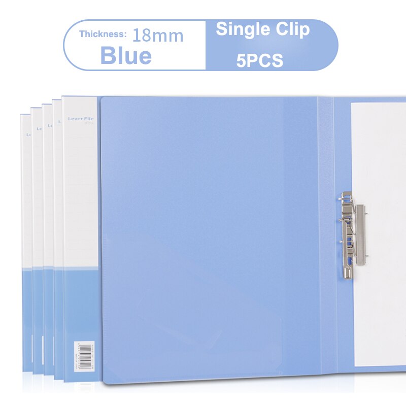 5pcs A4 Double Board Folder Strong Clip File Folder Board, Paging Book Clip Storage Box, Student Board Folder Office Supplies: Single Clip blue