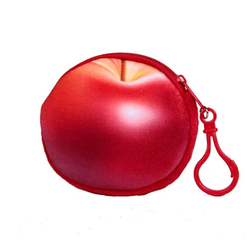 1Pcs Vrouwen Mini 3D Fruit Portemonnee Mini Handtas Key Mini Bag Vrouwelijke Rits Kleine Portemonnee Meisjes Portemonnee portemonnee: Apple