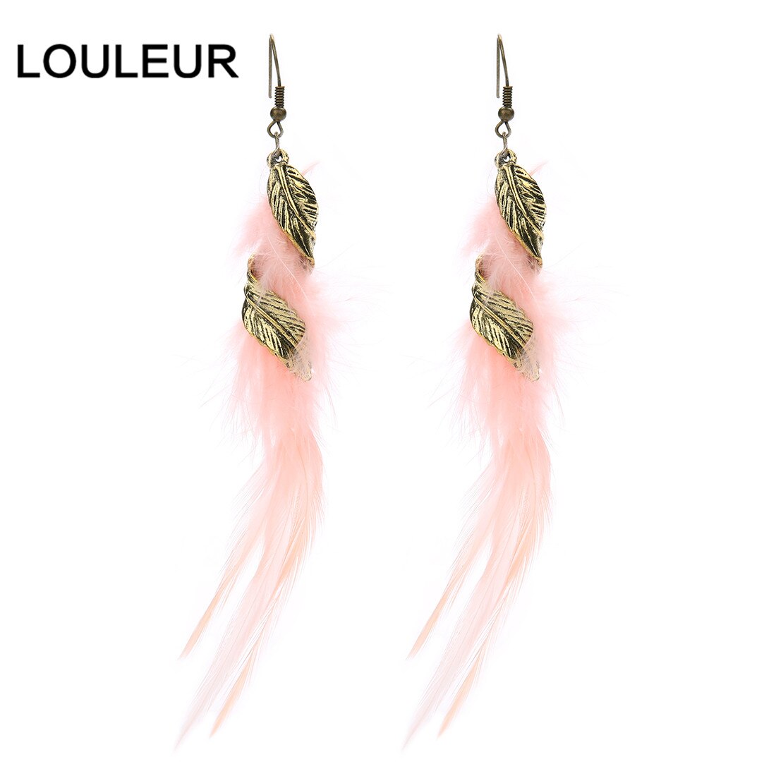 Lange Omzoomde Zwarte Veer Laat Oorbellen Temperament Wilde Oorbellen Super Fee Temperament Oorbellen Vrouwelijke Boho Indian Sieraden: pink