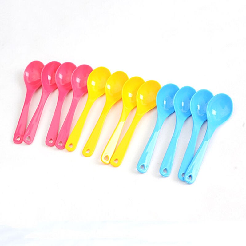 12 Stuks 11.5*3Cm Baby Peuter Voeden Lepel Veilig Plastic Baby Training Eten Lepel Set Voedsel
