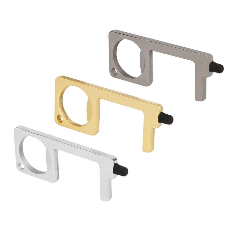 1 Pcs Copper Aluminum Alloy Anti-touch Door Handle Elevator Artifact Key Ring Touch Screen Key Ring Classic Key Door Opener